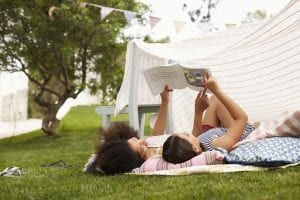 Outdoor play backyard activities reading space
