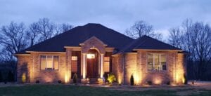 Home with outdoor landscape lighting from Ryan Lawn & Tree.
