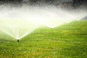 lawn-sprinklers-spraying-water