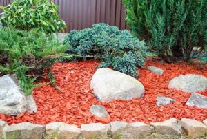 red-mulch-flower-bed